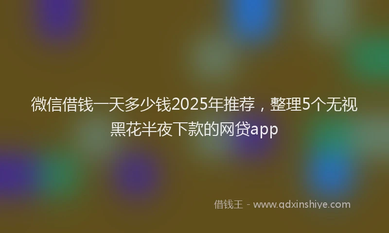 微信借钱一天多少钱2025年推荐，整理5个无视黑花半夜下款的网贷app