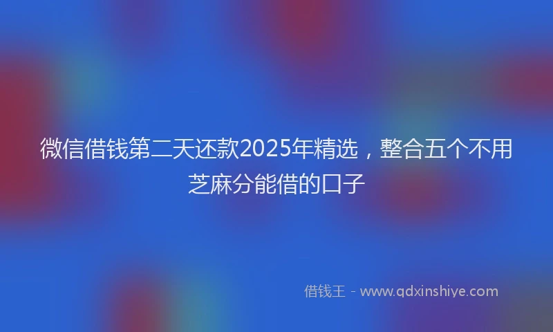 微信借钱第二天还款2025年精选，整合五个不用芝麻分能借的口子