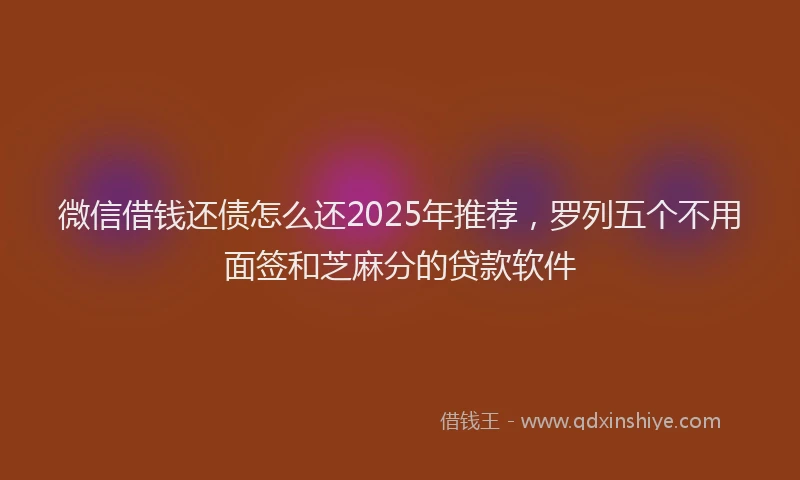 微信借钱还债怎么还2025年推荐，罗列五个不用面签和芝麻分的贷款软件