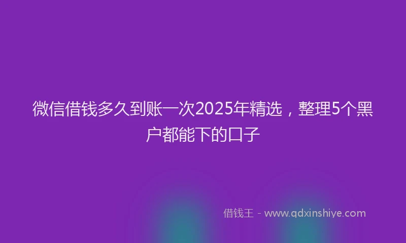 微信借钱多久到账一次2025年精选，整理5个黑户都能下的口子