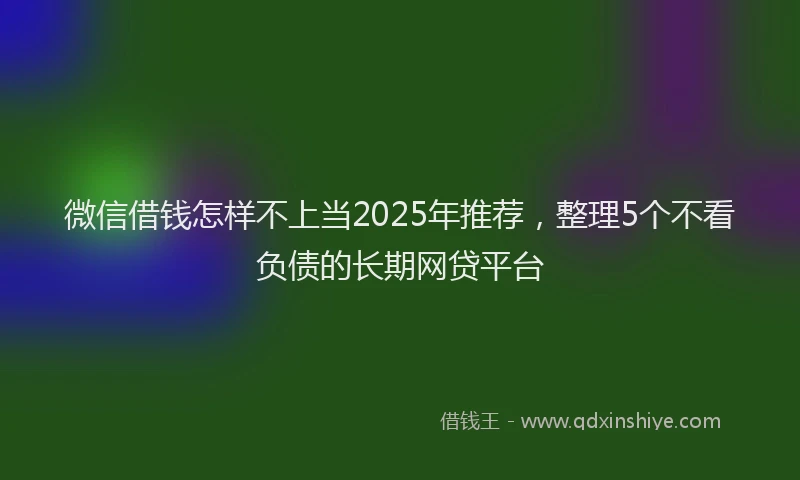 微信借钱怎样不上当2025年推荐，整理5个不看负债的长期网贷平台