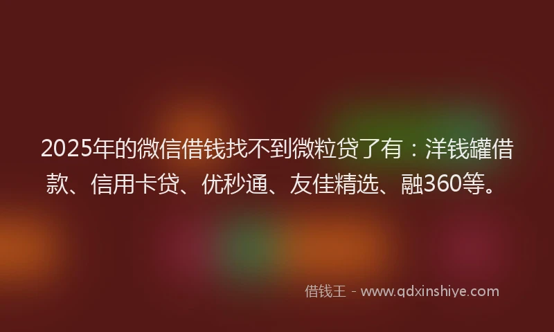 2025年的微信借钱找不到微粒贷了有：洋钱罐借款、信用卡贷、优秒通、友佳精选、融360等。