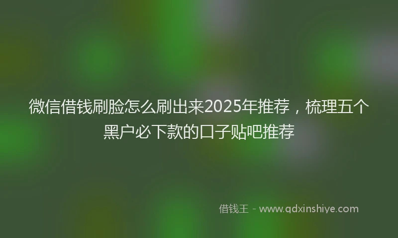 微信借钱刷脸怎么刷出来2025年推荐，梳理五个黑户必下款的口子贴吧推荐