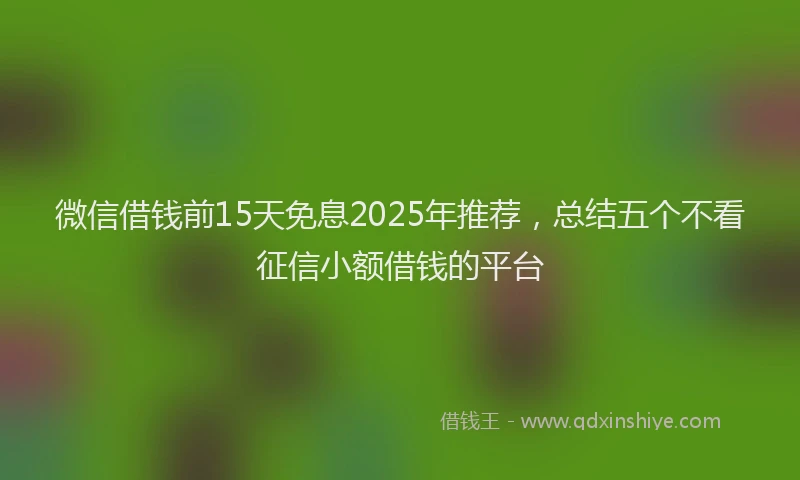 微信借钱前15天免息2025年推荐，总结五个不看征信小额借钱的平台