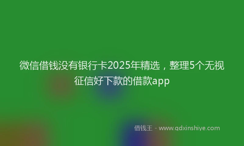 微信借钱没有银行卡2025年精选，整理5个无视征信好下款的借款app