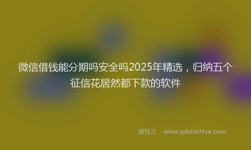 微信借钱能分期吗安全吗2025年精选，归纳五个征信花居然都下款的软件
