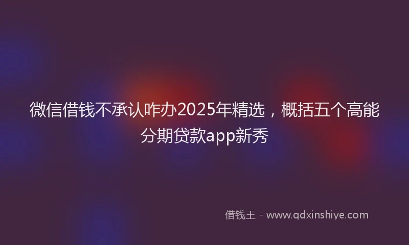 微信借钱不承认咋办2025年精选，概括五个高能分期贷款app新秀