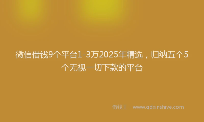 微信借钱9个平台1-3万2025年精选，归纳五个5个无视一切下款的平台