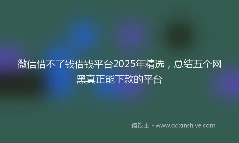微信借不了钱借钱平台2025年精选，总结五个网黑真正能下款的平台