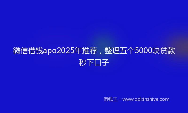 微信借钱apo2025年推荐，整理五个5000块贷款秒下口子