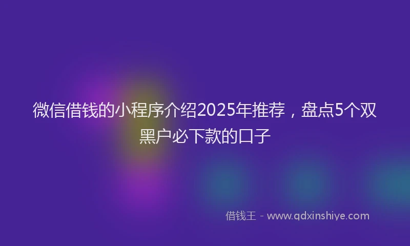 微信借钱的小程序介绍2025年推荐，盘点5个双黑户必下款的口子
