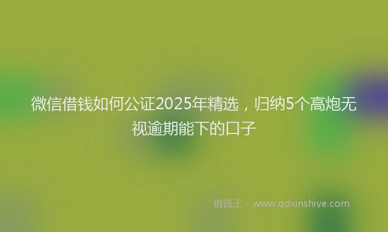 微信借钱如何公证2025年精选，归纳5个高炮无视逾期能下的口子