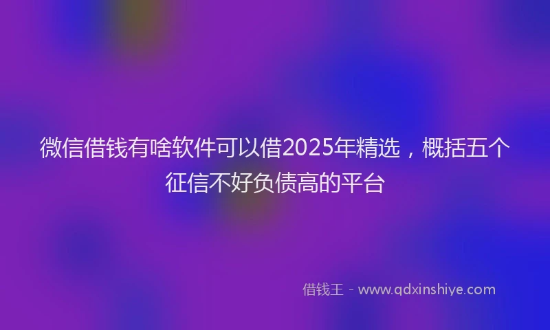 微信借钱有啥软件可以借2025年精选，概括五个征信不好负债高的平台