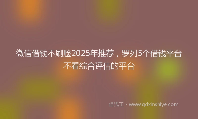 微信借钱不刷脸2025年推荐，罗列5个借钱平台不看综合评估的平台