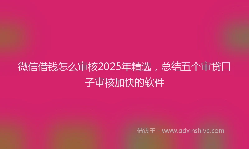 微信借钱怎么审核2025年精选，总结五个审贷口子审核加快的软件