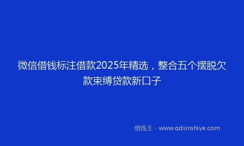 微信借钱标注借款2025年精选，整合五个摆脱欠款束缚贷款新口子
