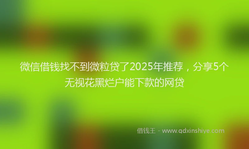 微信借钱找不到微粒贷了2025年推荐，分享5个无视花黑烂户能下款的网贷