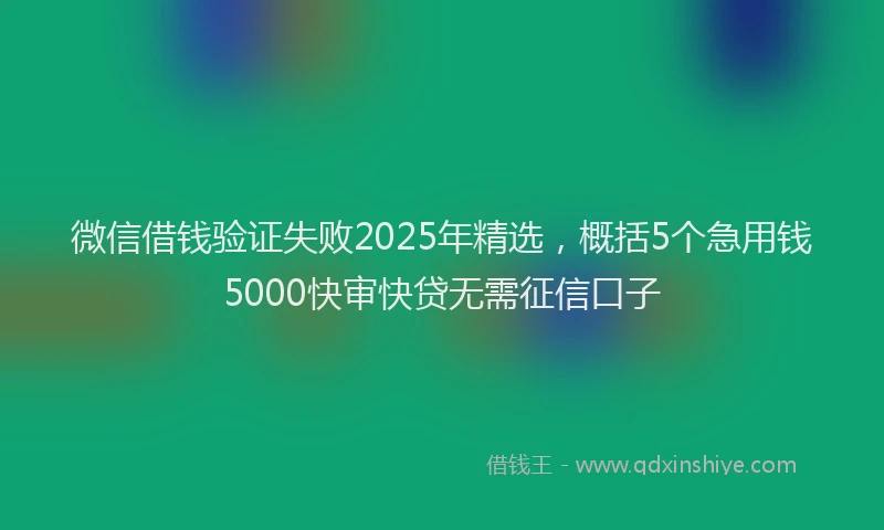 微信借钱验证失败2025年精选，概括5个急用钱5000快审快贷无需征信口子