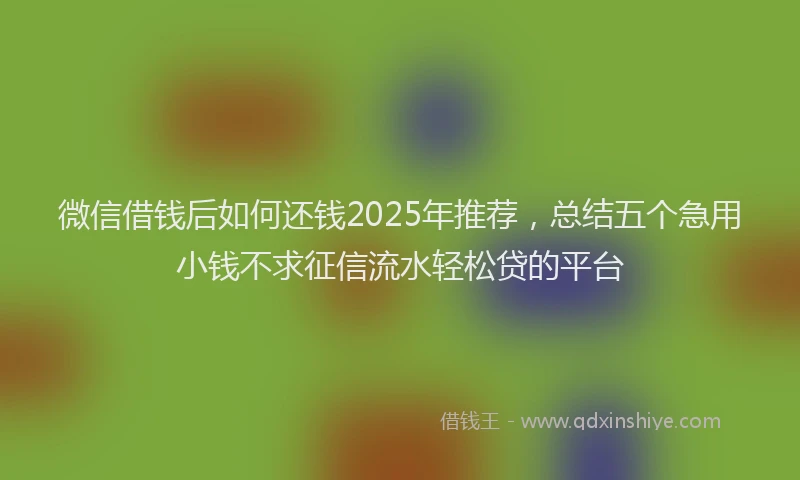 微信借钱后如何还钱2025年推荐，总结五个急用小钱不求征信流水轻松贷的平台