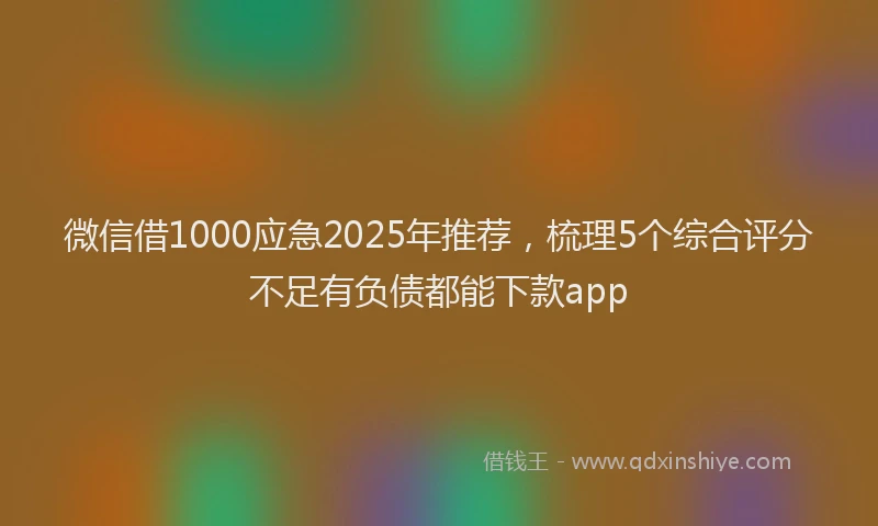 微信借1000应急2025年推荐，梳理5个综合评分不足有负债都能下款app