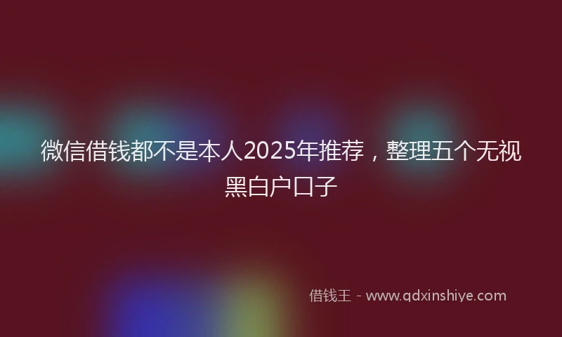 微信借钱都不是本人2025年推荐，整理五个无视黑白户口子