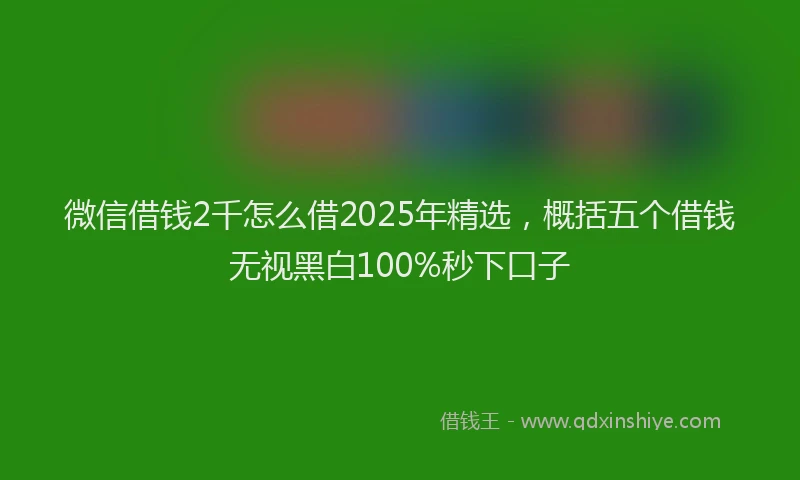 微信借钱2千怎么借2025年精选，概括五个借钱无视黑白100%秒下口子