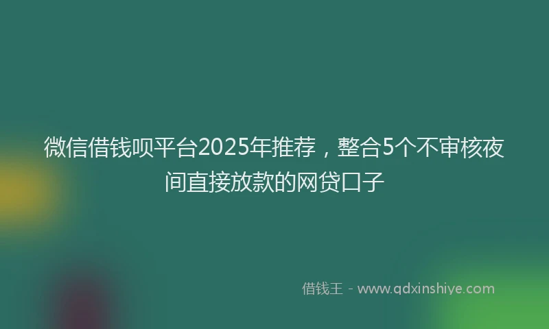 微信借钱呗平台2025年推荐，整合5个不审核夜间直接放款的网贷口子