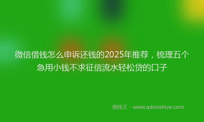 微信借钱怎么申诉还钱的2025年推荐，梳理五个急用小钱不求征信流水轻松贷的口子