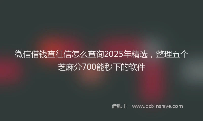 微信借钱查征信怎么查询2025年精选，整理五个芝麻分700能秒下的软件