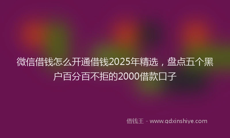 微信借钱怎么开通借钱2025年精选，盘点五个黑户百分百不拒的2000借款口子