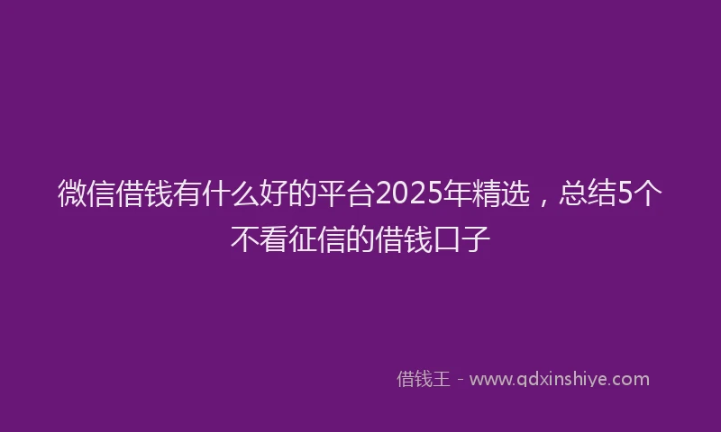 微信借钱有什么好的平台2025年精选，总结5个不看征信的借钱口子