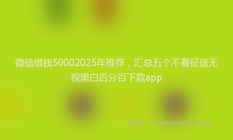 微信借钱50002025年推荐，汇总五个不看征信无视黑白百分百下款app