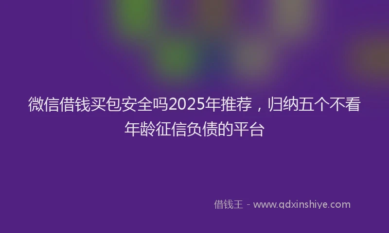 微信借钱买包安全吗2025年推荐，归纳五个不看年龄征信负债的平台