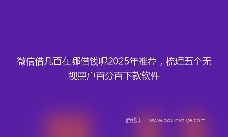 微信借几百在哪借钱呢2025年推荐，梳理五个无视黑户百分百下款软件