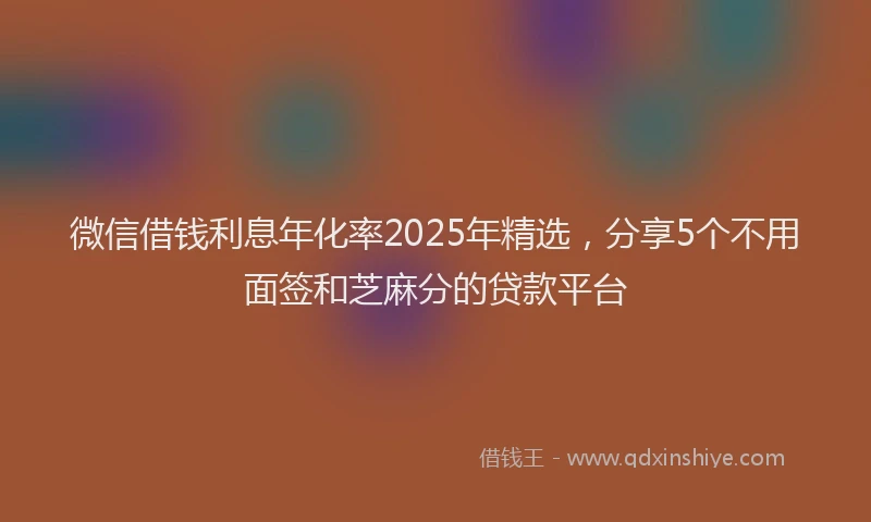 微信借钱利息年化率2025年精选，分享5个不用面签和芝麻分的贷款平台