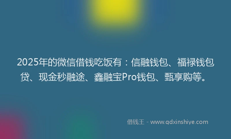 2025年的微信借钱吃饭有：信融钱包、福禄钱包贷、现金秒融途、鑫融宝Pro钱包、甄享购等。