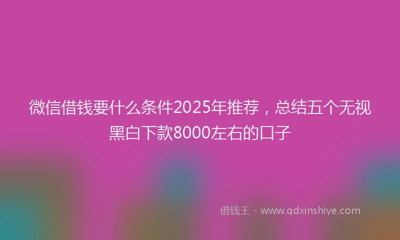 微信借钱要什么条件2025年推荐，总结五个无视黑白下款8000左右的口子