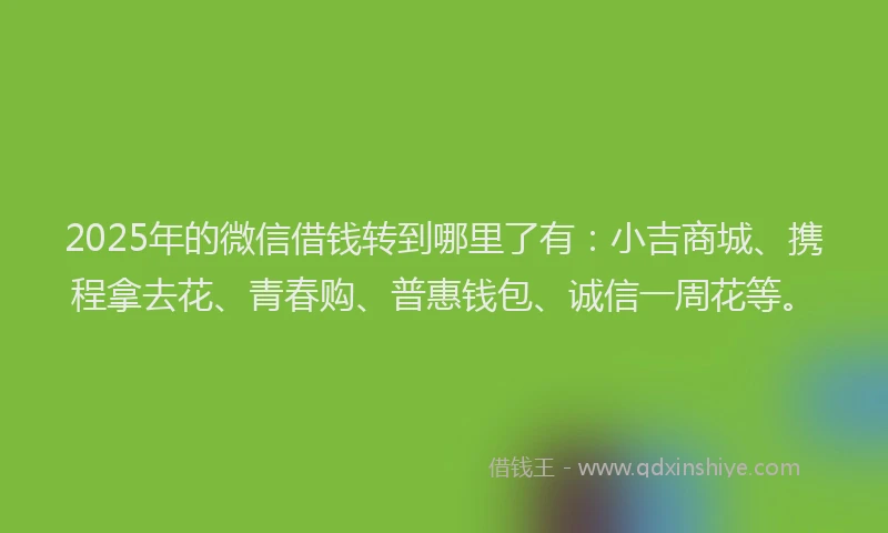 2025年的微信借钱转到哪里了有：小吉商城、携程拿去花、青春购、普惠钱包、诚信一周花等。