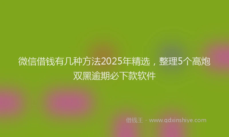 微信借钱有几种方法2025年精选，整理5个高炮双黑逾期必下款软件