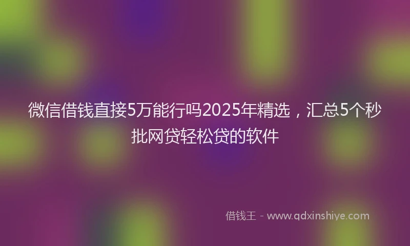 微信借钱直接5万能行吗2025年精选，汇总5个秒批网贷轻松贷的软件