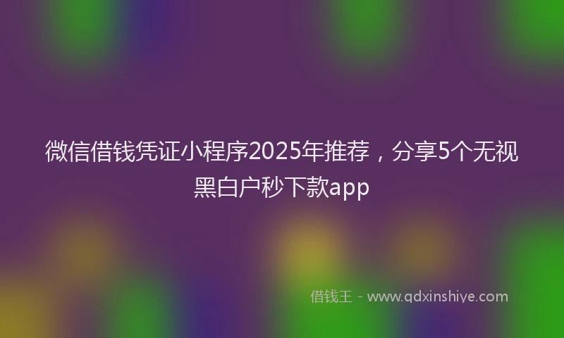 微信借钱凭证小程序2025年推荐，分享5个无视黑白户秒下款app