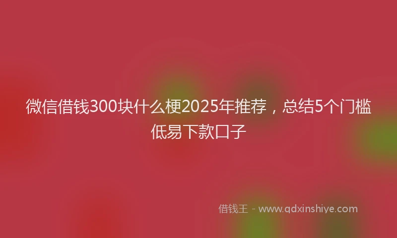 微信借钱300块什么梗2025年推荐，总结5个门槛低易下款口子