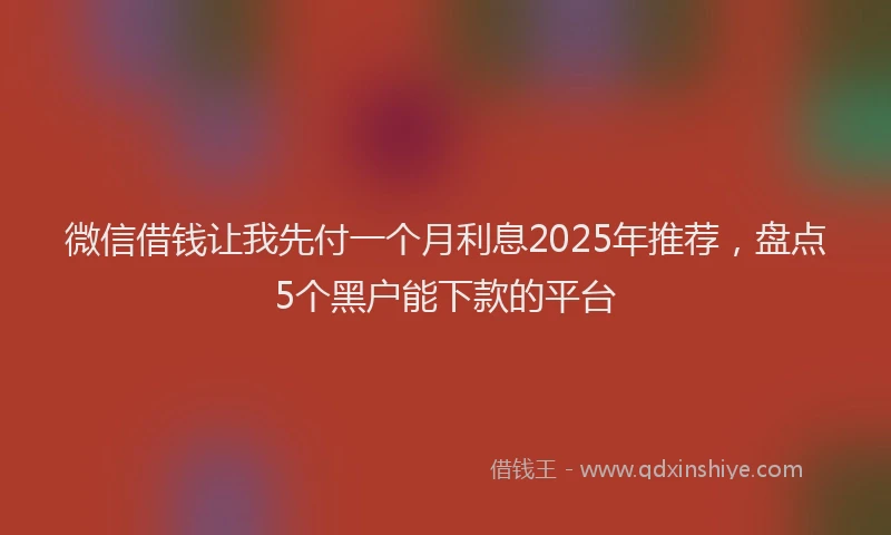 微信借钱让我先付一个月利息2025年推荐，盘点5个黑户能下款的平台