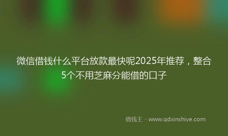 微信借钱什么平台放款最快呢2025年推荐，整合5个不用芝麻分能借的口子