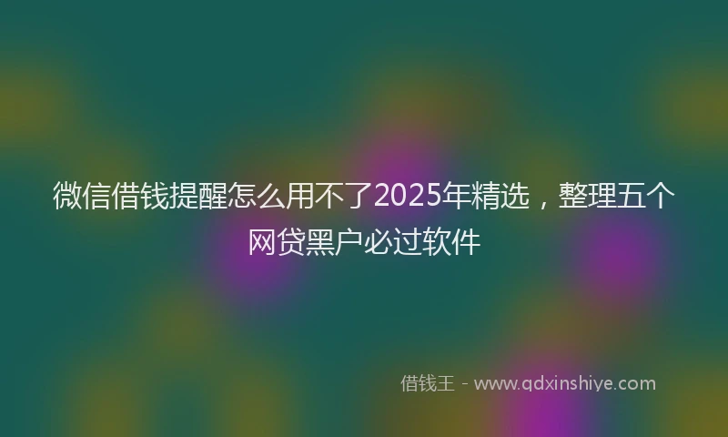微信借钱提醒怎么用不了2025年精选，整理五个网贷黑户必过软件