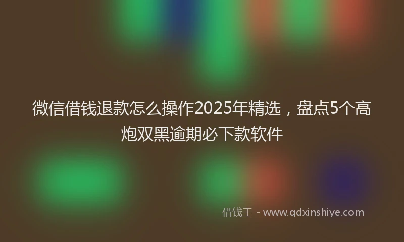 微信借钱退款怎么操作2025年精选，盘点5个高炮双黑逾期必下款软件