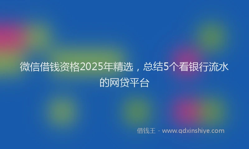 微信借钱资格2025年精选，总结5个看银行流水的网贷平台