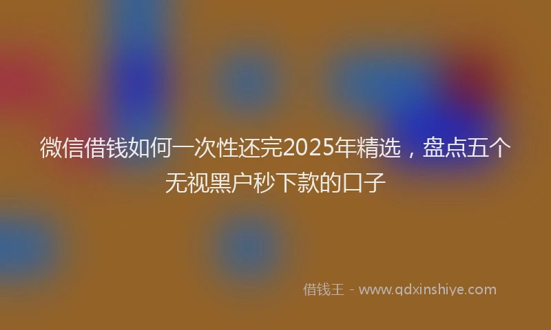 微信借钱如何一次性还完2025年精选，盘点五个无视黑户秒下款的口子