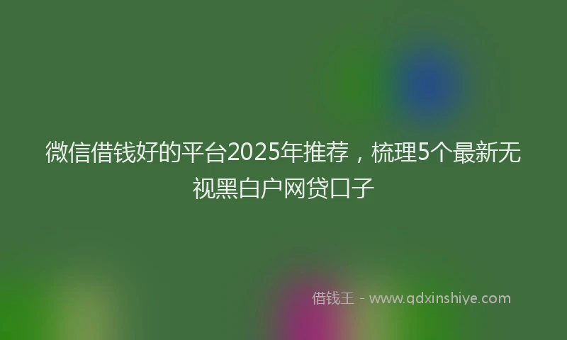 微信借钱好的平台2025年推荐，梳理5个最新无视黑白户网贷口子