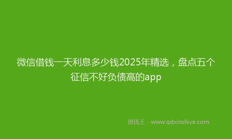 微信借钱一天利息多少钱2025年精选，盘点五个征信不好负债高的app